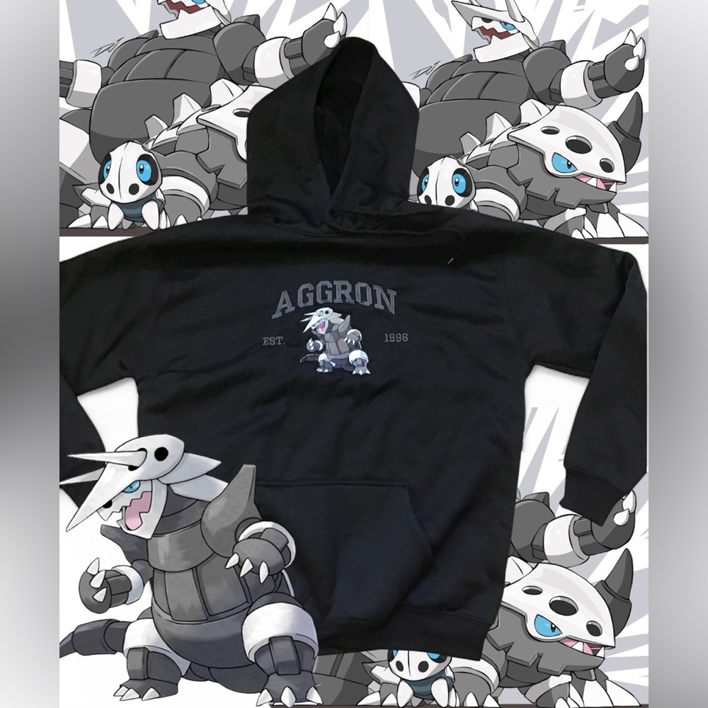 Aggron Black Large Sherpa-Lined Hoodie